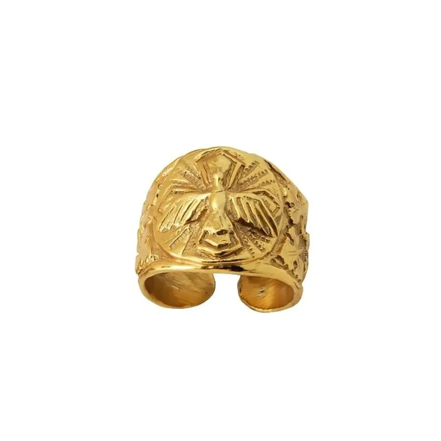 Anello Vescovile Simbolo Colomba in Argento 925 Finitura Dorata