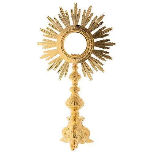 Ostensorio barocco in bronzo dorato zecchino H. cm 70 - immagine 2