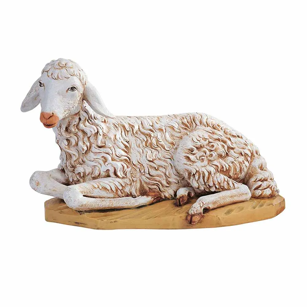 Statua Pecora seduta in resina per presepe cm 125 - immagine 2