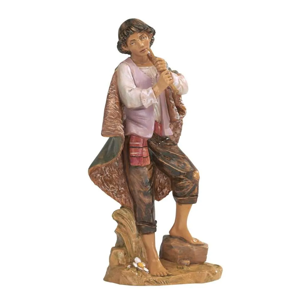 Statua Pastore Pifferaio per presepe cm 30 - immagine 2