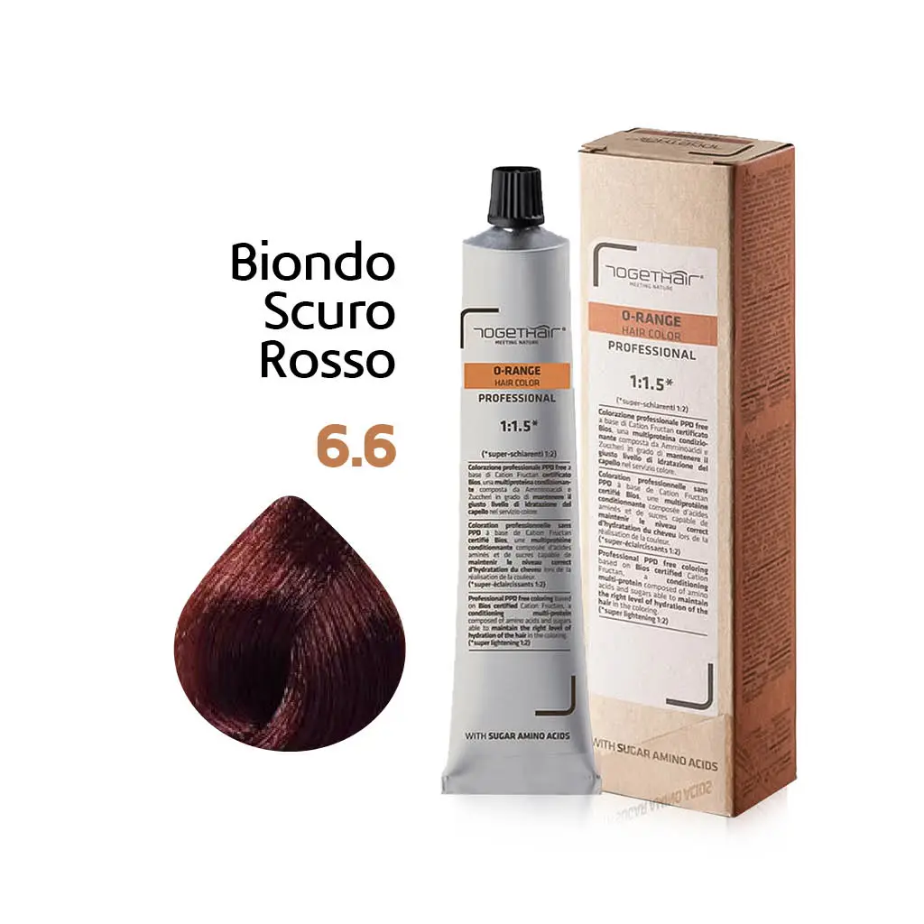 O-Range Hair Color – Colorazione Permanente in Crema – 6.6 Biondo Scuro Rosso 100 ml – Togethair - immagine 2